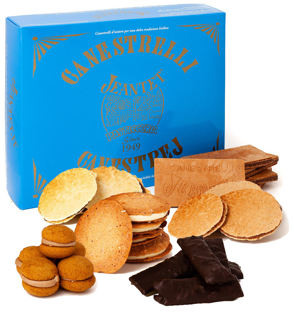 Mix Canestrelli, Canestrej, Vialardini, Zumaglini, Note di G.Verdi e Le Rue del Ricetto di Candelo in scatola di cartone